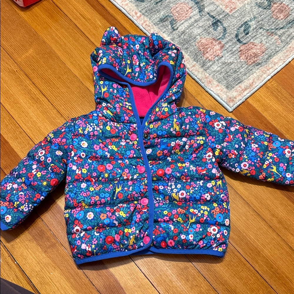 Joules Vibrant Floral Jacket with Pink Lining